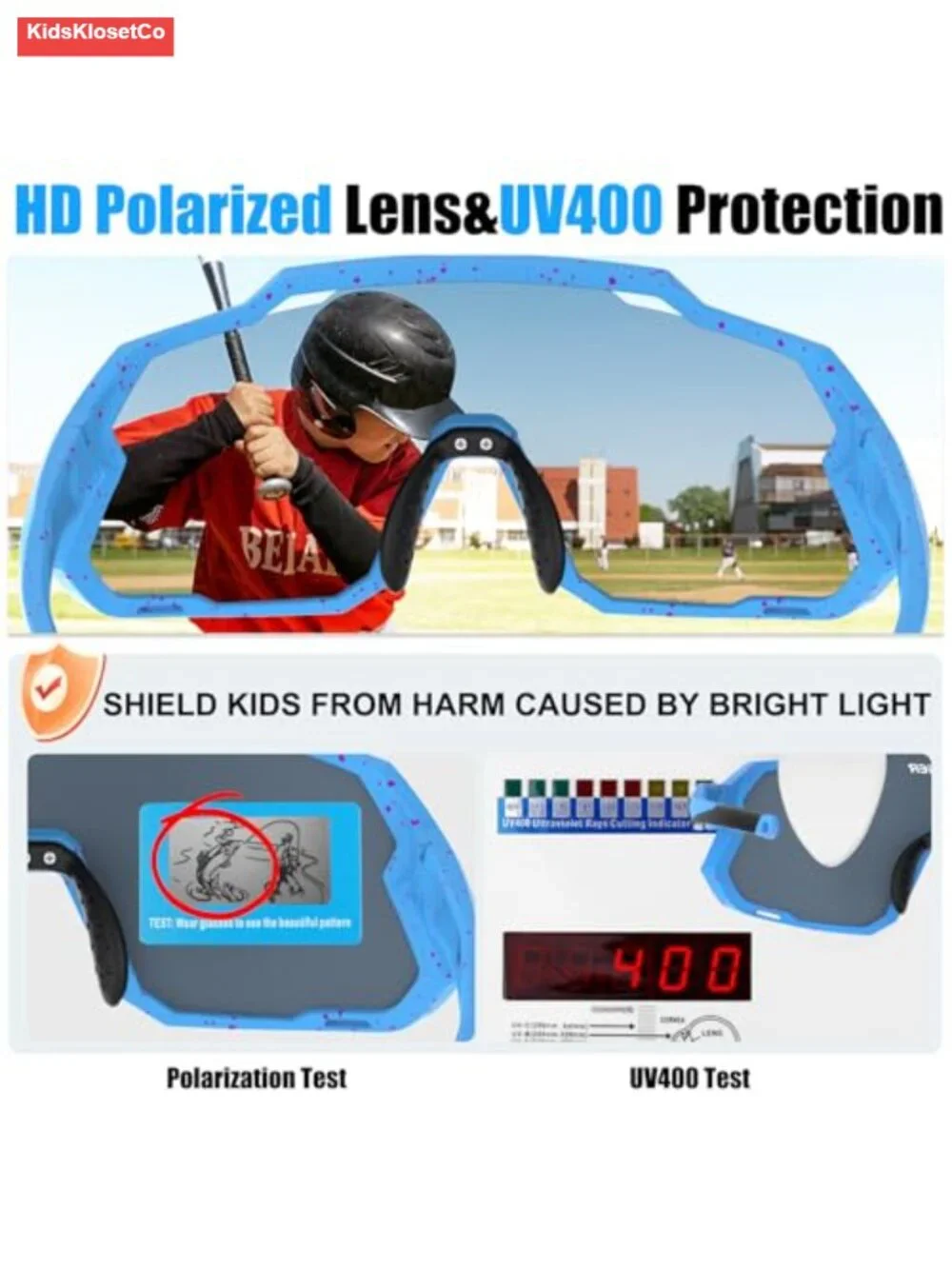 Kids Polarized Sport Sunglasses UV400 Youth Baseball Cycling Glasses